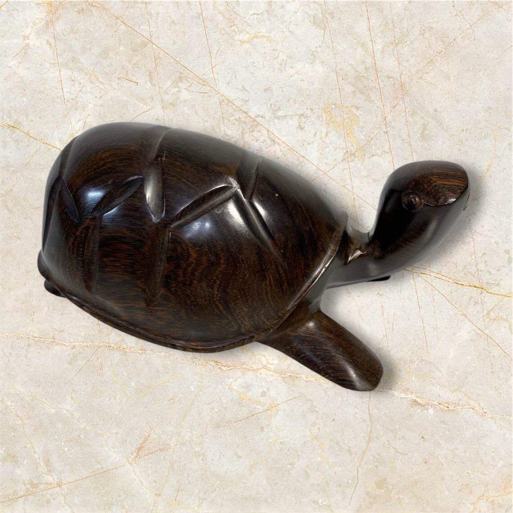 Hand Carved‎ Ironwood Box Turtle MCM Decor Sculpture Figure 8” X 4 1/2”